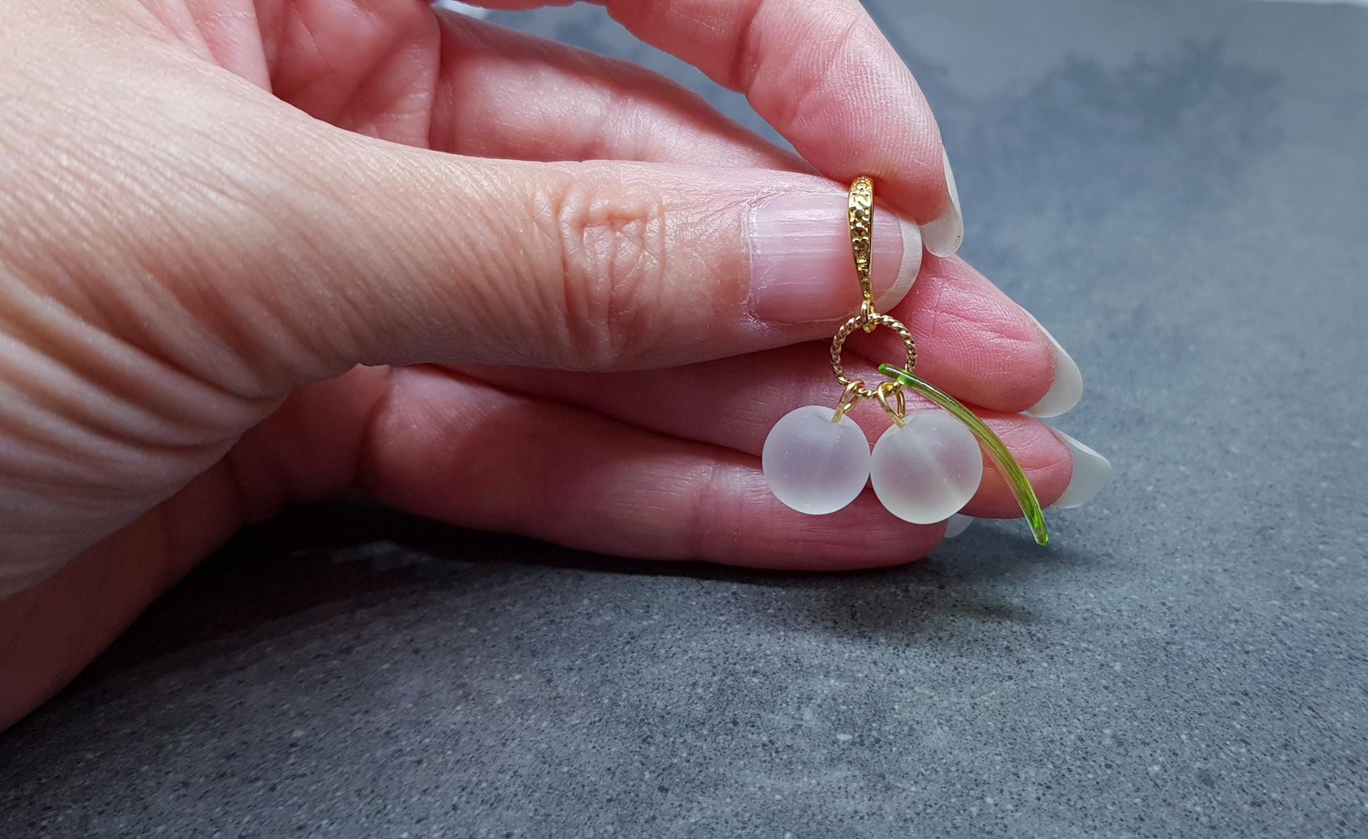 Glass Mistletoe Earrings, Berry Earrings, Hypoallergenic Ear Wires, Glass Jewelry, Autumn Earrings, Christmas Jewelry