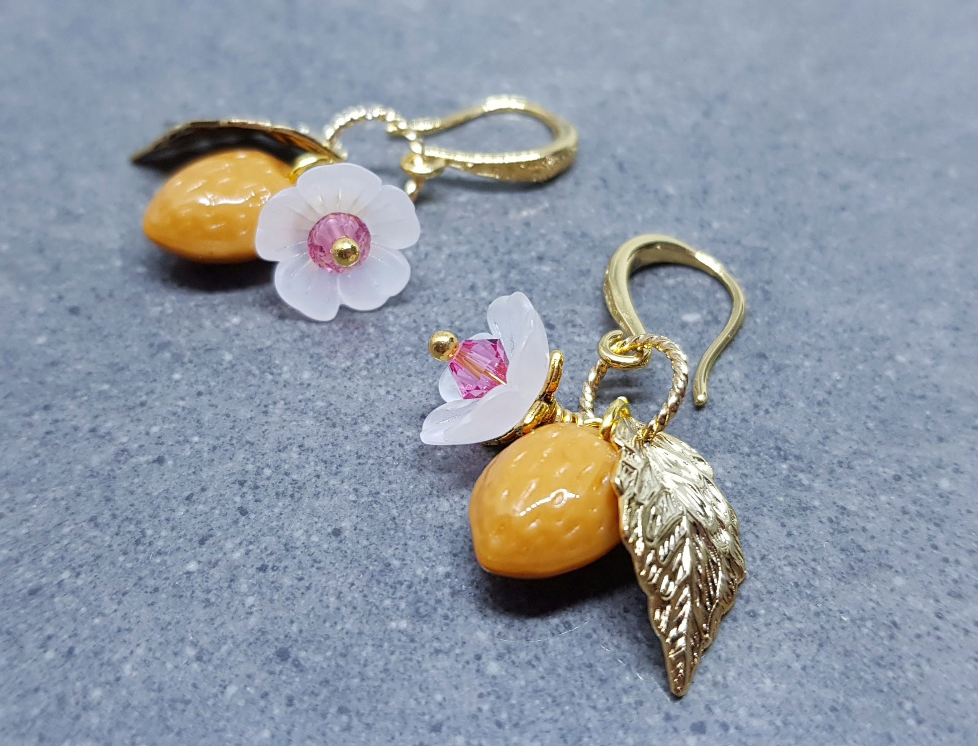 Glass Almond Earrings, Hypoallergenic Ear Wires, Nut Earrings, Czech Glass Jewelry, PRIMERO Crystals®, Special Gifts