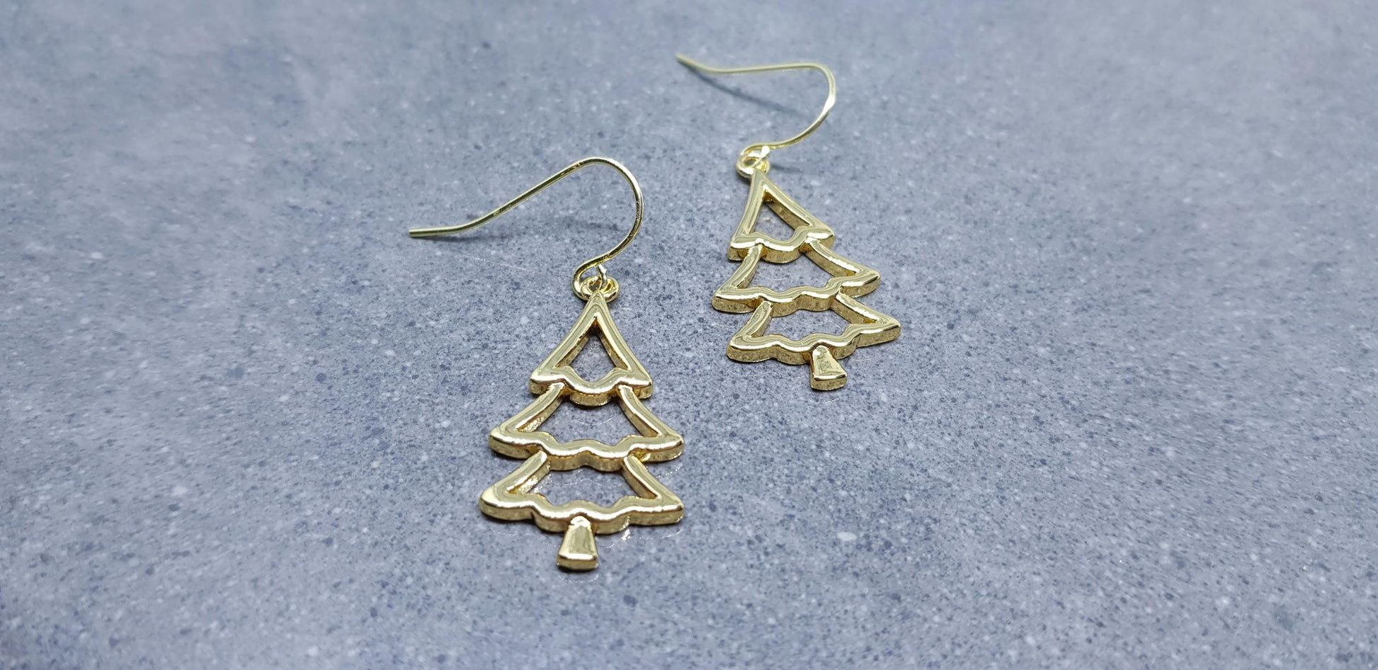 Christmas Tree Earrings, Hypoallergenic Ear Wires, Brass Real 18K Gold Plated, Christmas Earrings, Festive Earrings, Gold Christmas Tree