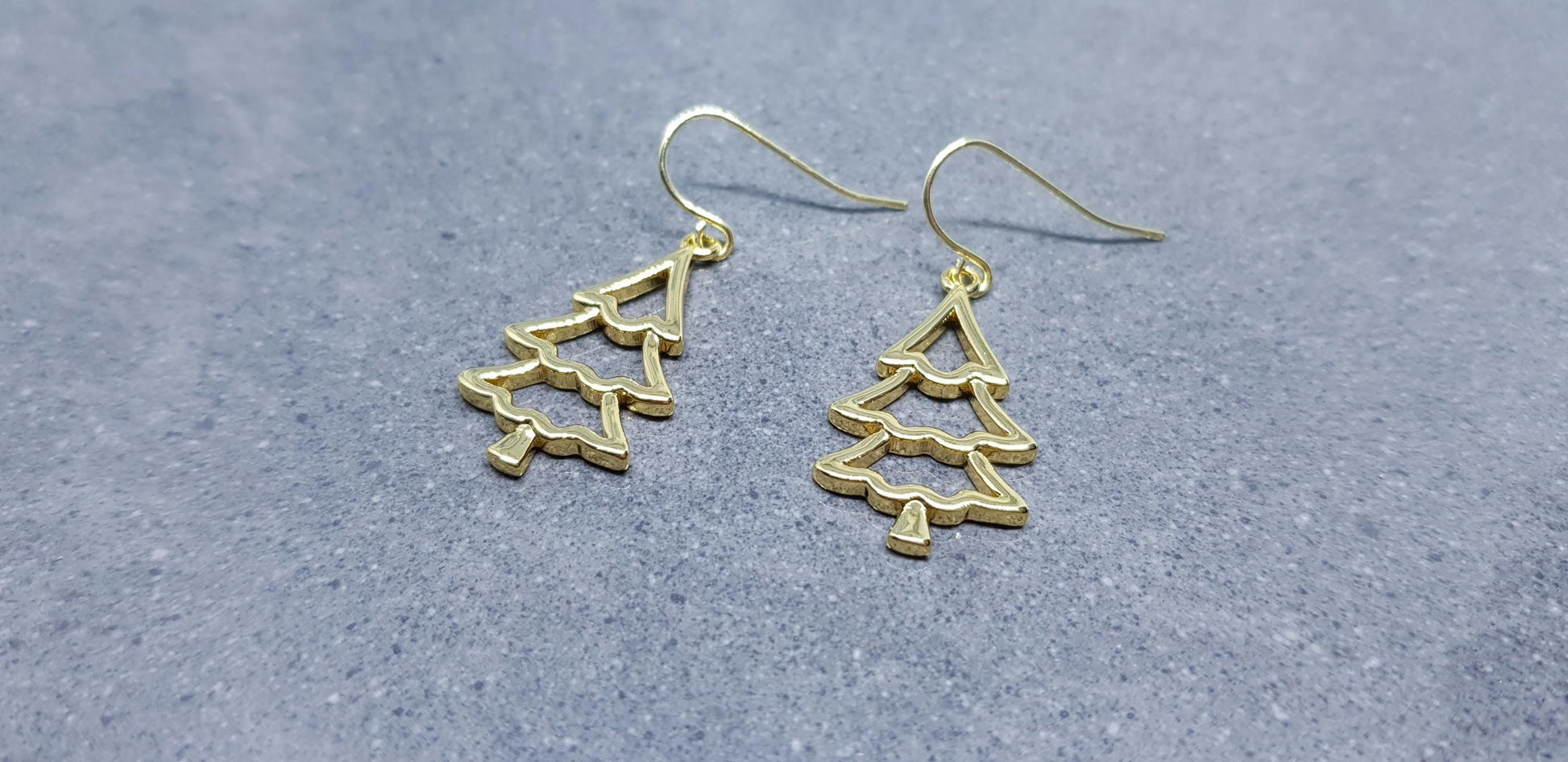 Christmas Tree Earrings, Hypoallergenic Ear Wires, Brass Real 18K Gold Plated, Christmas Earrings, Festive Earrings, Gold Christmas Tree