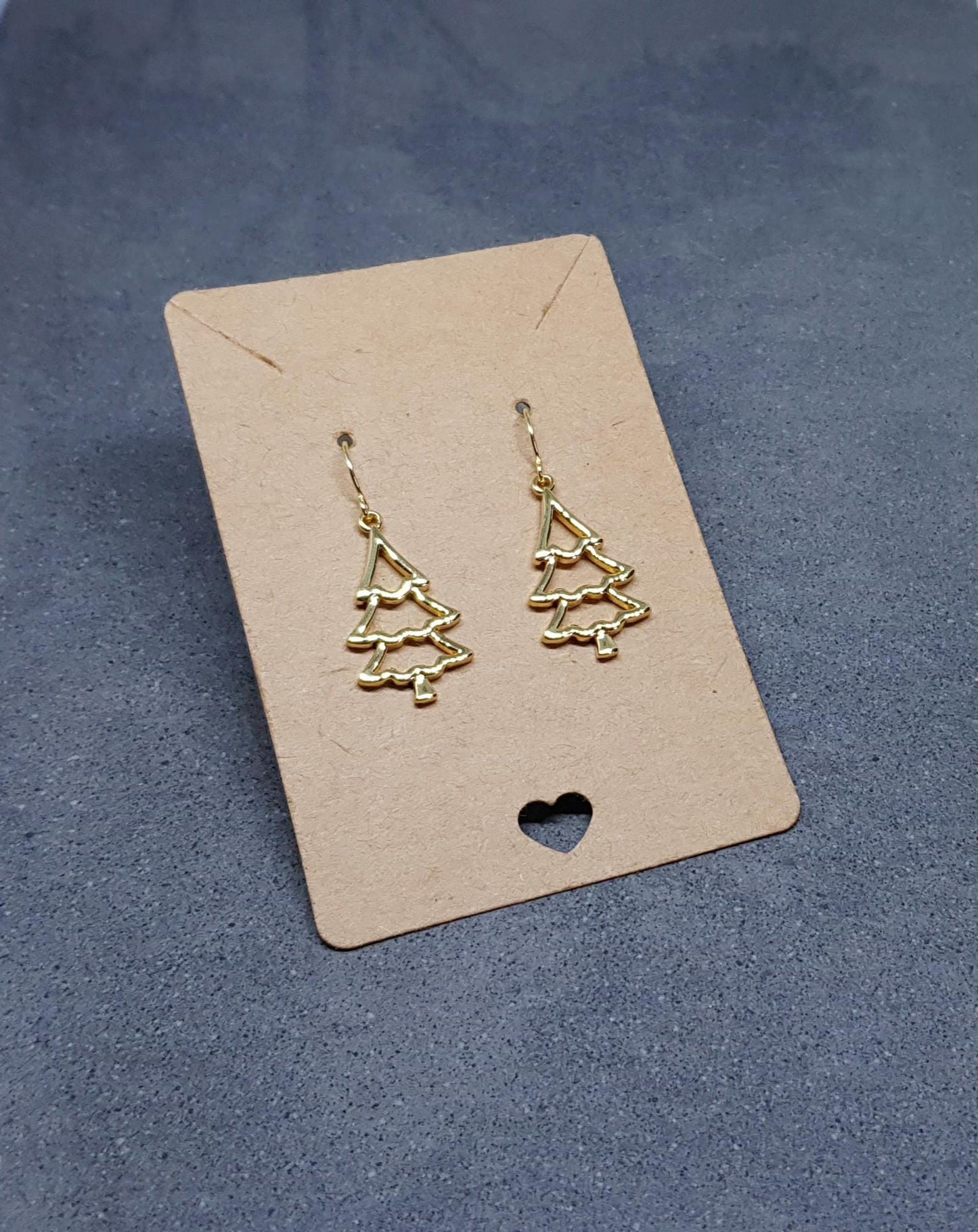 Christmas Tree Earrings, Hypoallergenic Ear Wires, Brass Real 18K Gold Plated, Christmas Earrings, Festive Earrings, Gold Christmas Tree