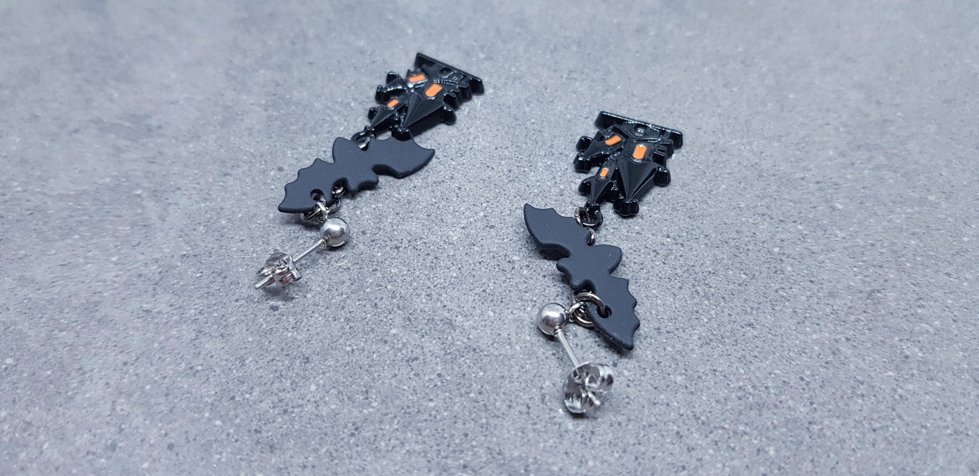 Haunted House Bat Earrings, Surgical Steel Studs, Bat Earrings, Autumn Fall Earrings, Halloween Earrings, Halloween Party, Hallows Eve