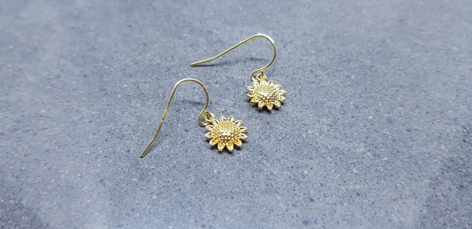 Brass Gold Sunflower Earrings, Flower Earrings, Gold Jewelry, Hypoallergenic Ear Wires or Sterling Silver Ear Wires