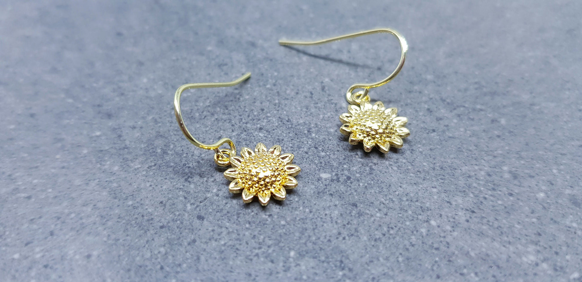 Brass Gold Sunflower Earrings, Flower Earrings, Gold Jewelry, Hypoallergenic Ear Wires or Sterling Silver Ear Wires