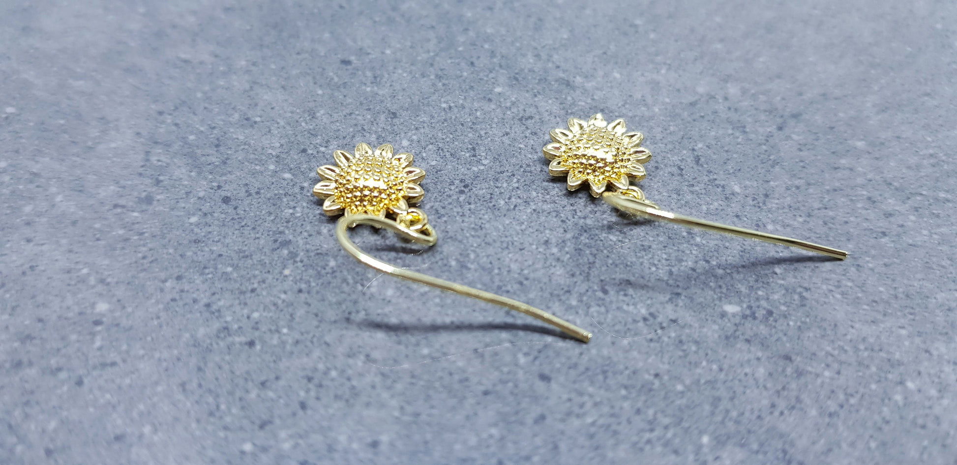 Brass Gold Sunflower Earrings, Flower Earrings, Gold Jewelry, Hypoallergenic Ear Wires or Sterling Silver Ear Wires