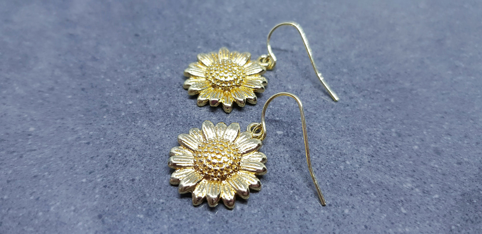 Gold Sunflower Earrings, Brass Sunflower, Flower Earrings, Real 18K Gold Plated, Hypoallergenic Ear Wires or Sterling Silver Ear Wires