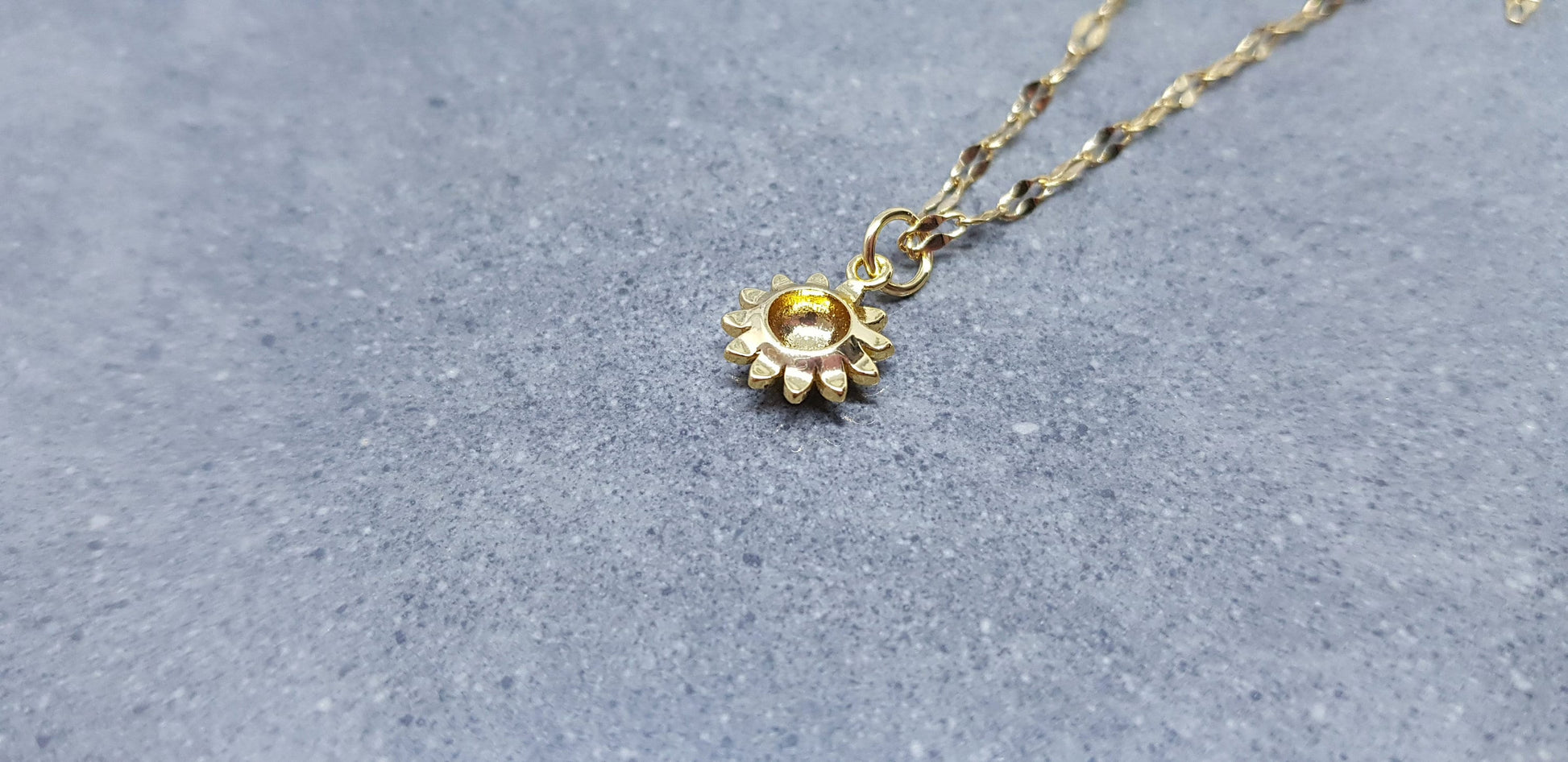 Gold Sunflower Necklace, Flower Jewelry, Brass Sunflower, 18K Gold Plated