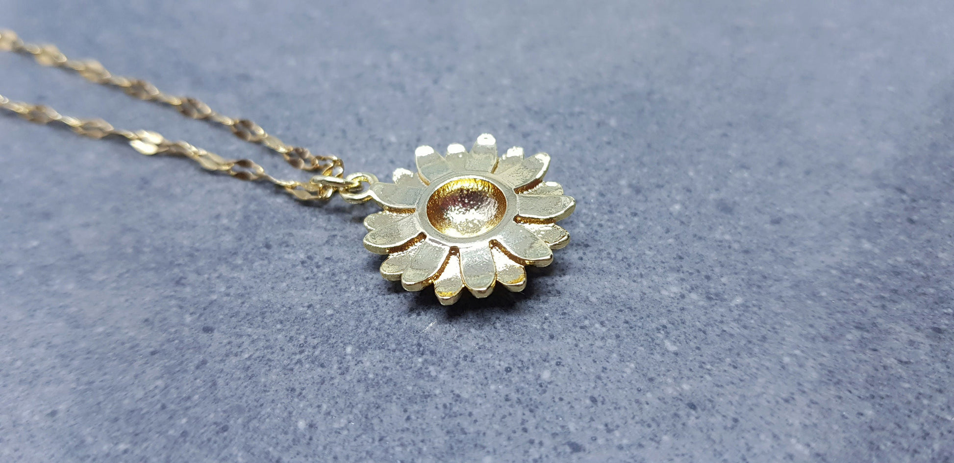 Gold Sunflower Necklace, Flower Jewelry, Brass Sunflower, 18K Gold Plated