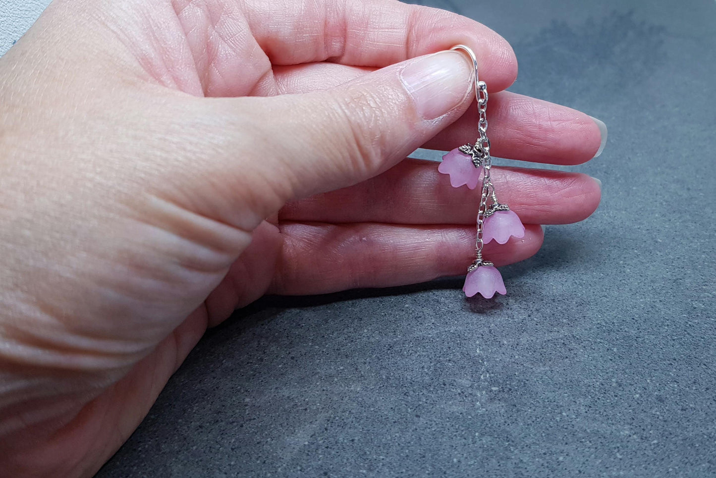 Flower Earrings, Hypoallergenic Ear Wires, Pale Pink Earrings, Boho Jewelry, Simple Vintage Earrings