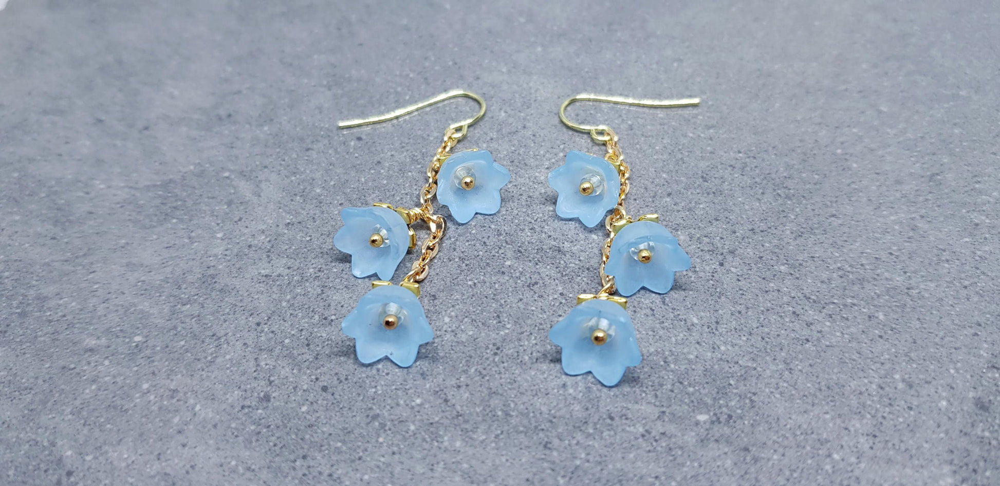 Flower Earrings, Hypoallergenic Ear Wires, Light Blue Earrings, Boho Jewelry, Simple Vintage Earrings