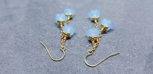 Flower Earrings, Hypoallergenic Ear Wires, Light Blue Earrings, Boho Jewelry, Simple Vintage Earrings