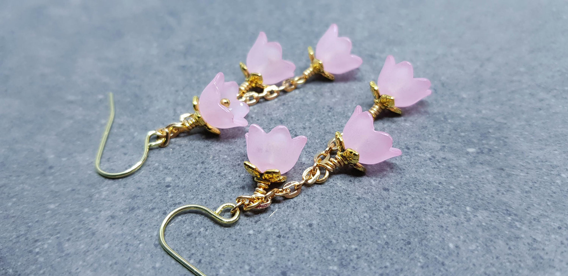 Flower Earrings, Hypoallergenic Ear Wires, Pale Pink Earrings, Boho Jewelry, Simple Vintage Earrings