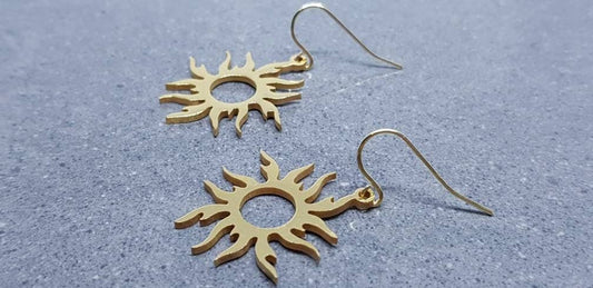 Large Sun Earrings, Hypoallergenic Ear Wires, Celestial Earrings, Gold Earrings, Stainless Steel Sun Earrings