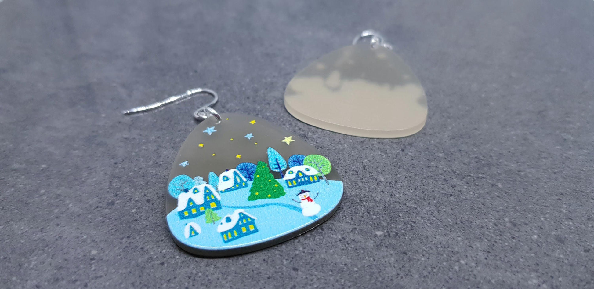 Christmas Scene Earrings, Hypoallergenic Ear Wires, Christmas Earrings, Festive Earrings