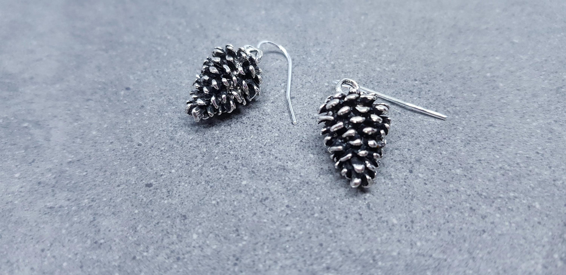 Silver Pinecone Earrings, Hypoallergenic Ear Wires, Autumn Winter Jewelry