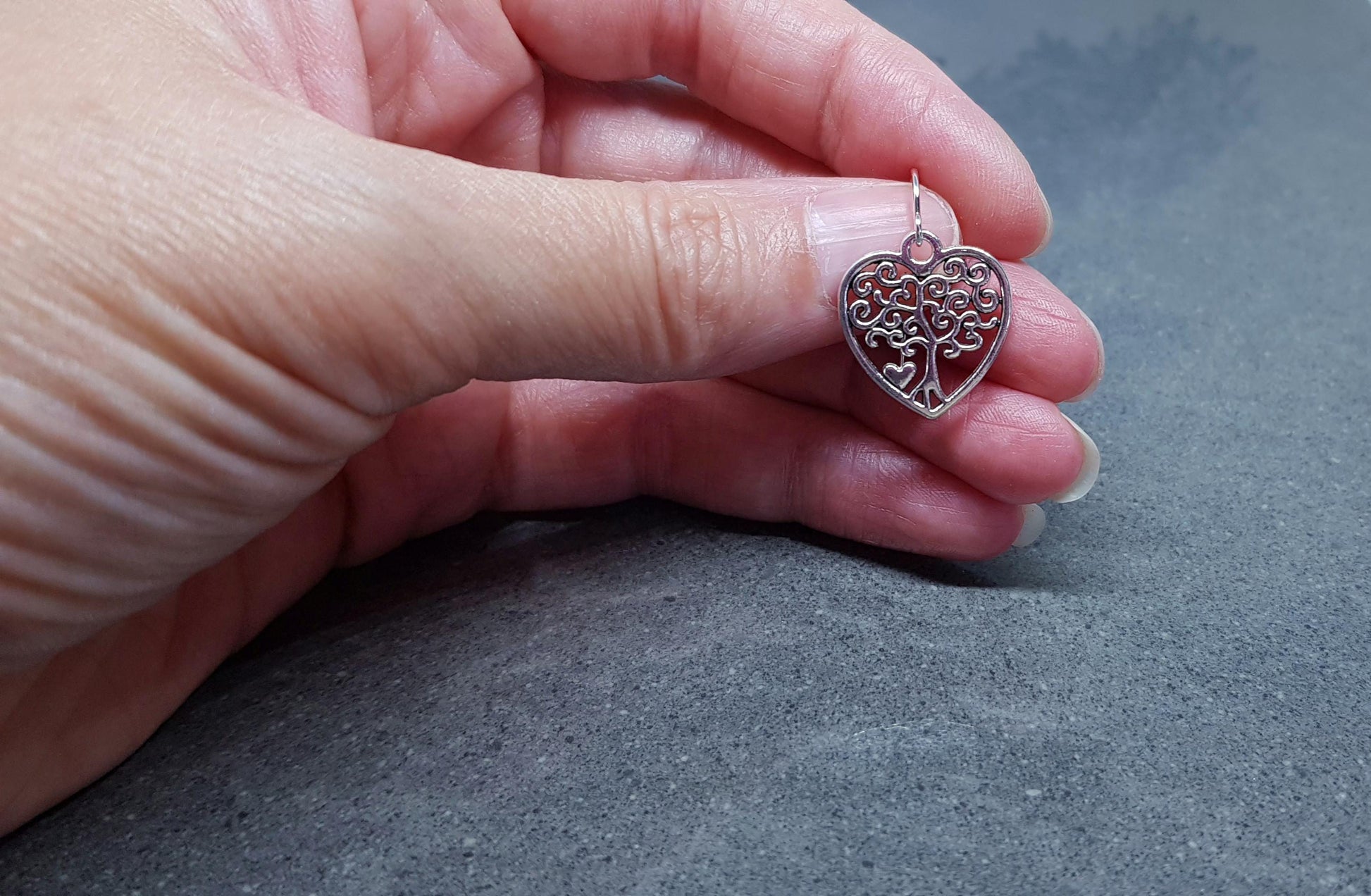 Heart Tree of Life Earrings, Hypoallergenic Ear Wires, 925 Sterling Silver Hooks, Silver Plated Hooks