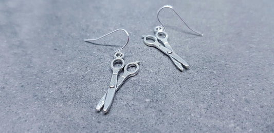 Scissors Earrings, Hypoallergenic Ear Wires, 925 Sterling Silver Hooks, Silver Plated Hooks, Sewers Earrings, Hairdressers Jewellery