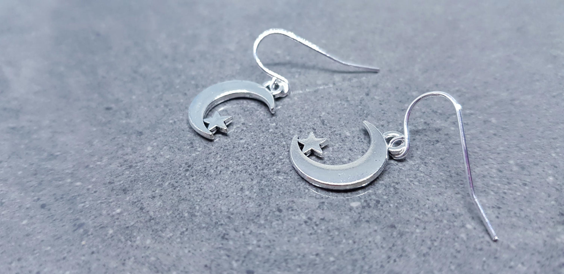 Crescent Moon and Star Earrings, Hypoallergenic Ear Wires, Star Earrings, Crescent Moon Earrings
