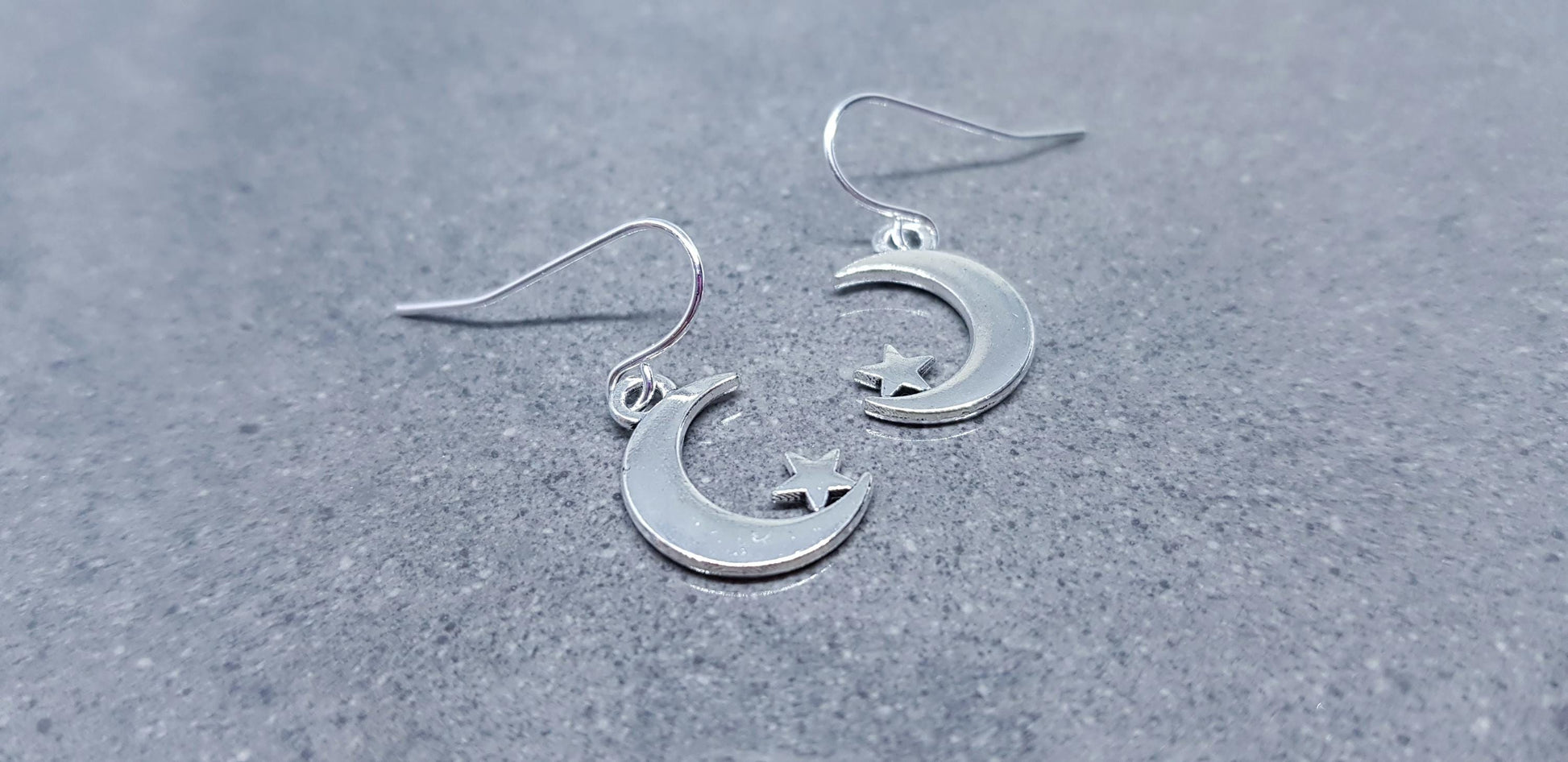 Crescent Moon and Star Earrings, Hypoallergenic Ear Wires, Star Earrings, Crescent Moon Earrings