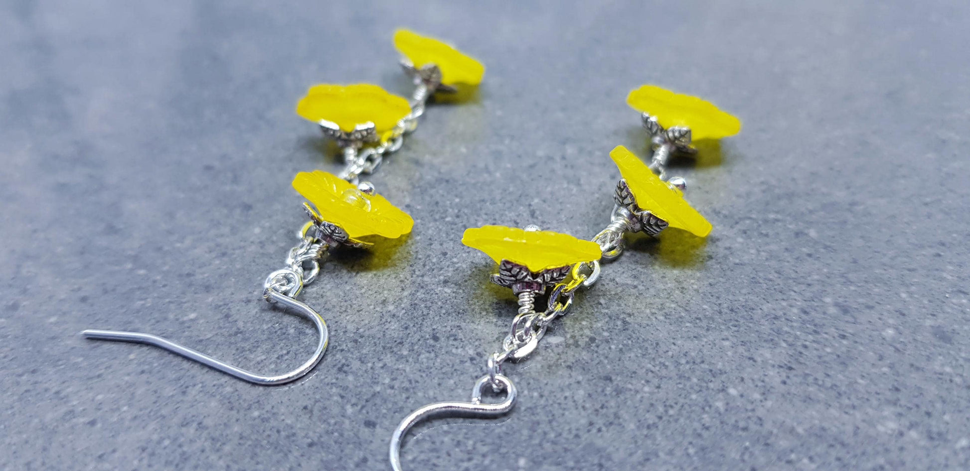 Flower Earrings, Hypoallergenic Ear Wires, Yellow Earrings, Boho Jewelry, Simple Vintage Earrings