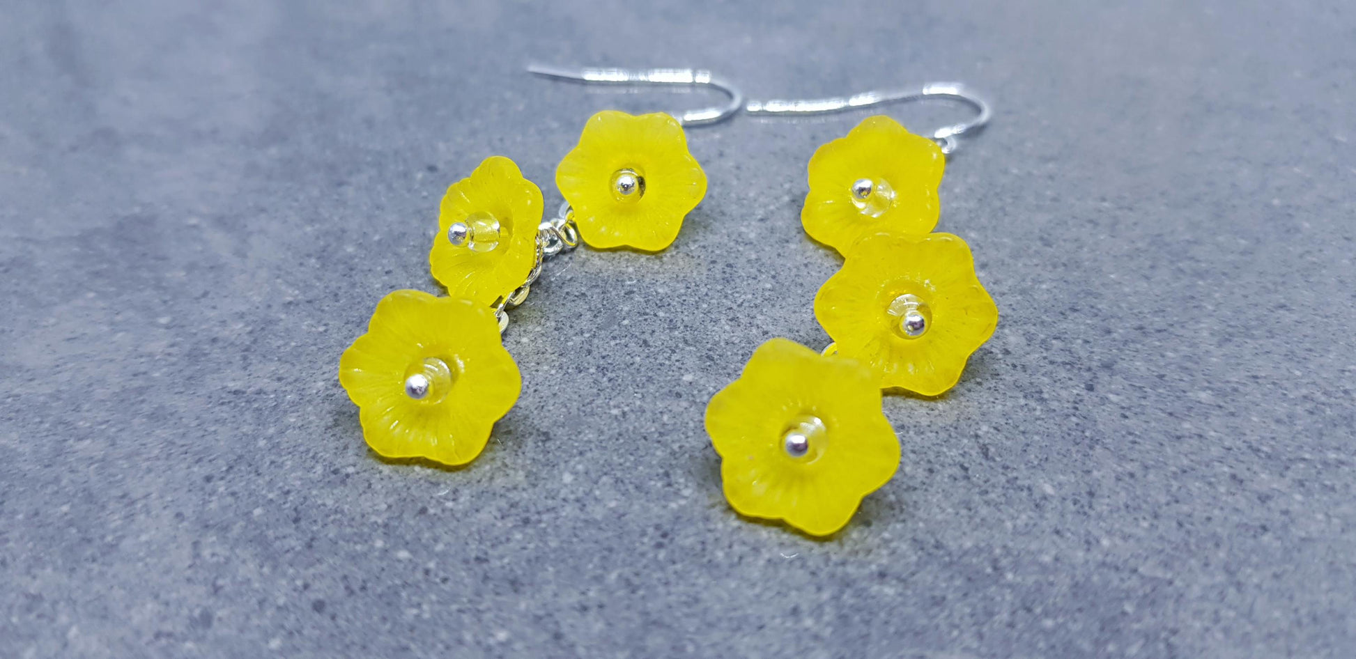 Flower Earrings, Hypoallergenic Ear Wires, Yellow Earrings, Boho Jewelry, Simple Vintage Earrings