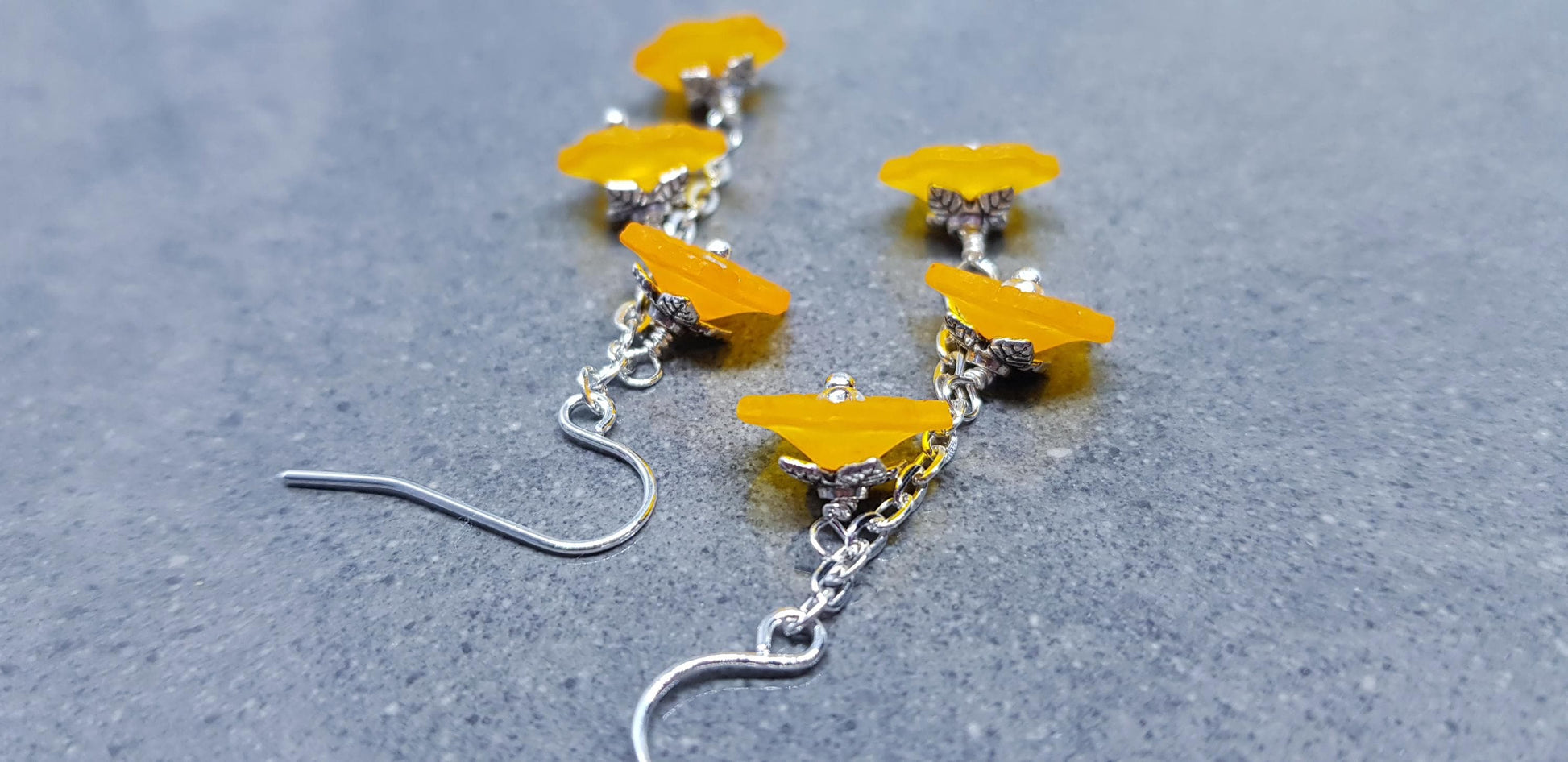 Flower Earrings, Hypoallergenic Ear Wires, Orange Earrings, Boho Jewelry, Simple Vintage Earrings