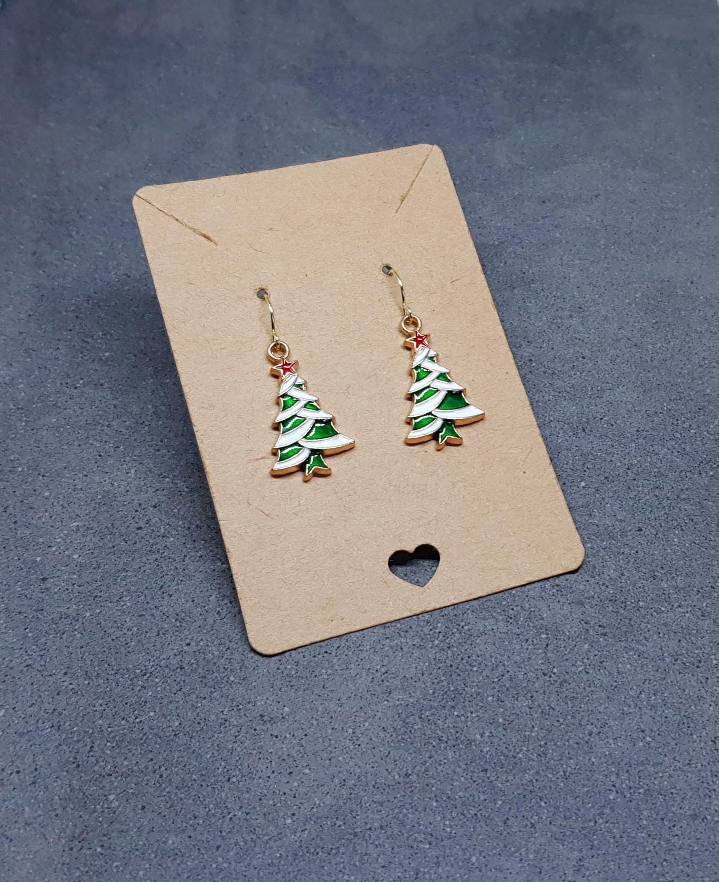 Christmas Tree Earrings, Choice of Ear Wires, Gold Christmas Earrings, Festive Earrings, Green, Red, White Enamelling, Christmas Tree