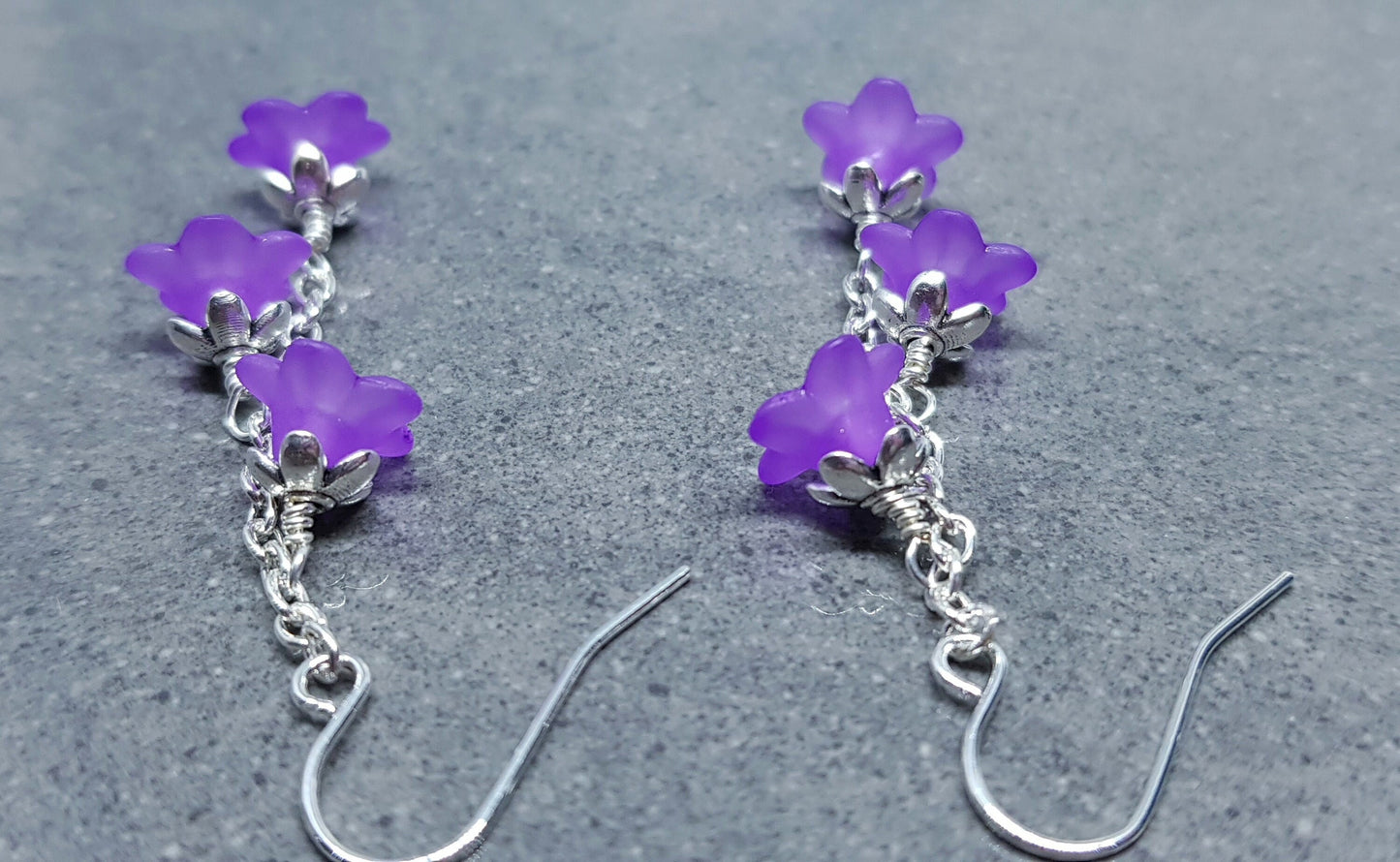 Flower Earrings, Hypoallergenic Ear Wires, Purple Earrings, Boho Jewelry, Simple Vintage Earrings