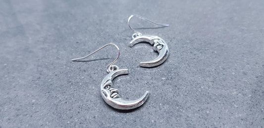 Moon Earrings, Hypoallergenic Ear Wires, Sterling Silver Ear Wires, Crescent Moon Earrings, Celestial Earrings, Moon Jewellery