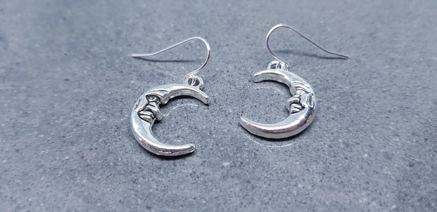 Moon Earrings, Hypoallergenic Ear Wires, Sterling Silver Ear Wires, Crescent Moon Earrings, Celestial Earrings, Moon Jewellery