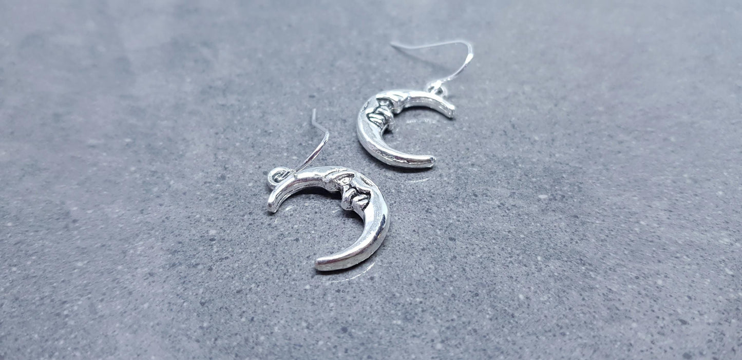 Moon Earrings, Hypoallergenic Ear Wires, Sterling Silver Ear Wires, Crescent Moon Earrings, Celestial Earrings, Moon Jewellery