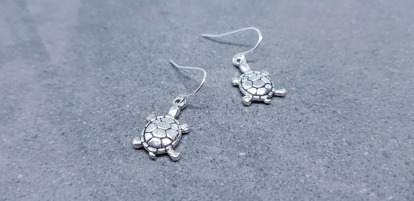 Turtle Earrings, Hypoallergenic Ear Wires, Tortoise Earrings, Tortoise Gifts, Turtle Jewellery