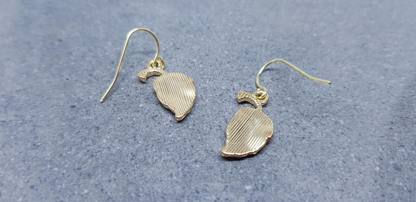 Leaf Earrings, Choice of Ear Wires, Autumn Leaves, Choice of Colours, Coral, Green, Golden, Gold Plated Jewellery