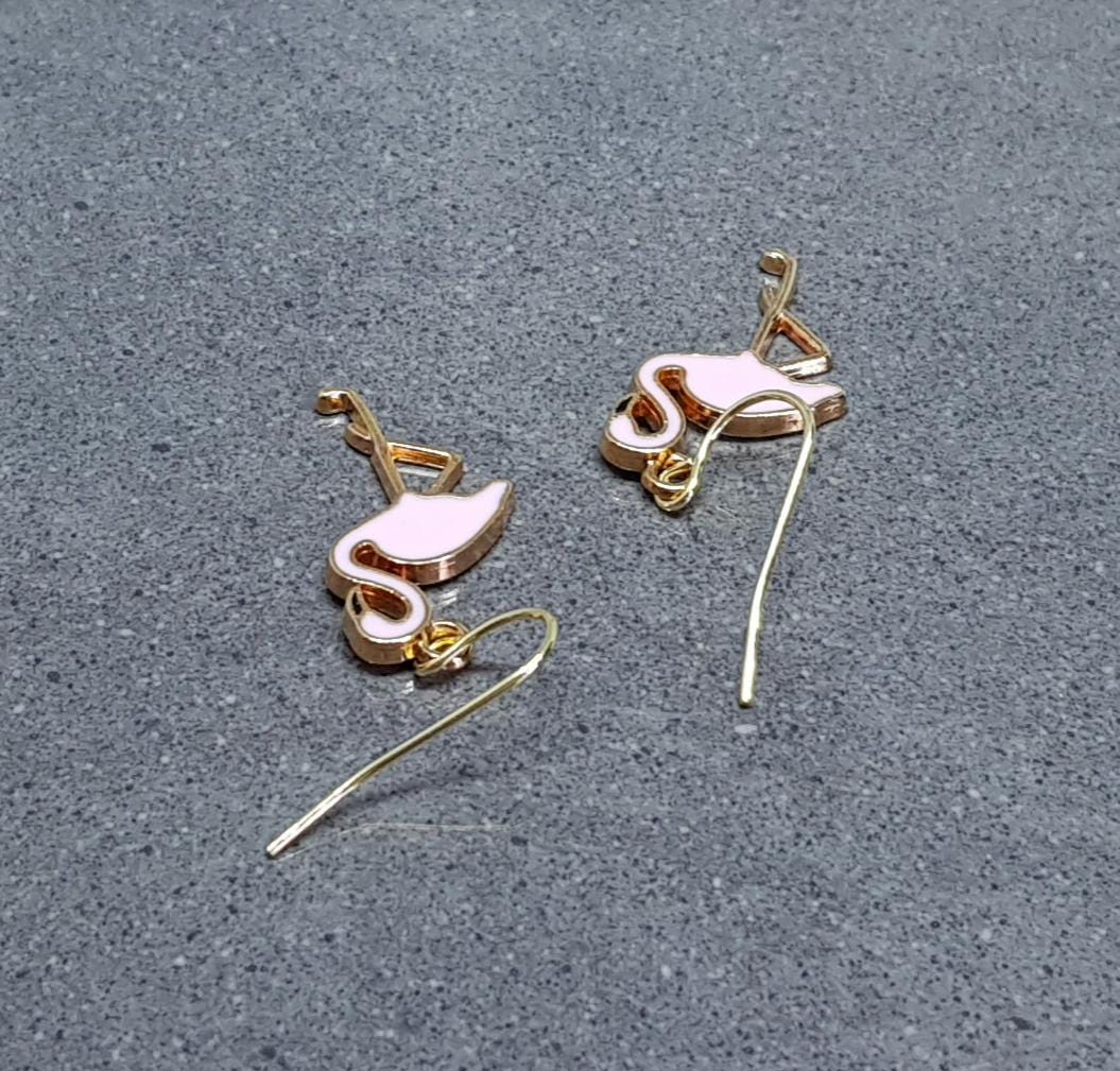 Pink Flamingo Earrings, Hypoallergenic Ear Wires, Pink Earrings