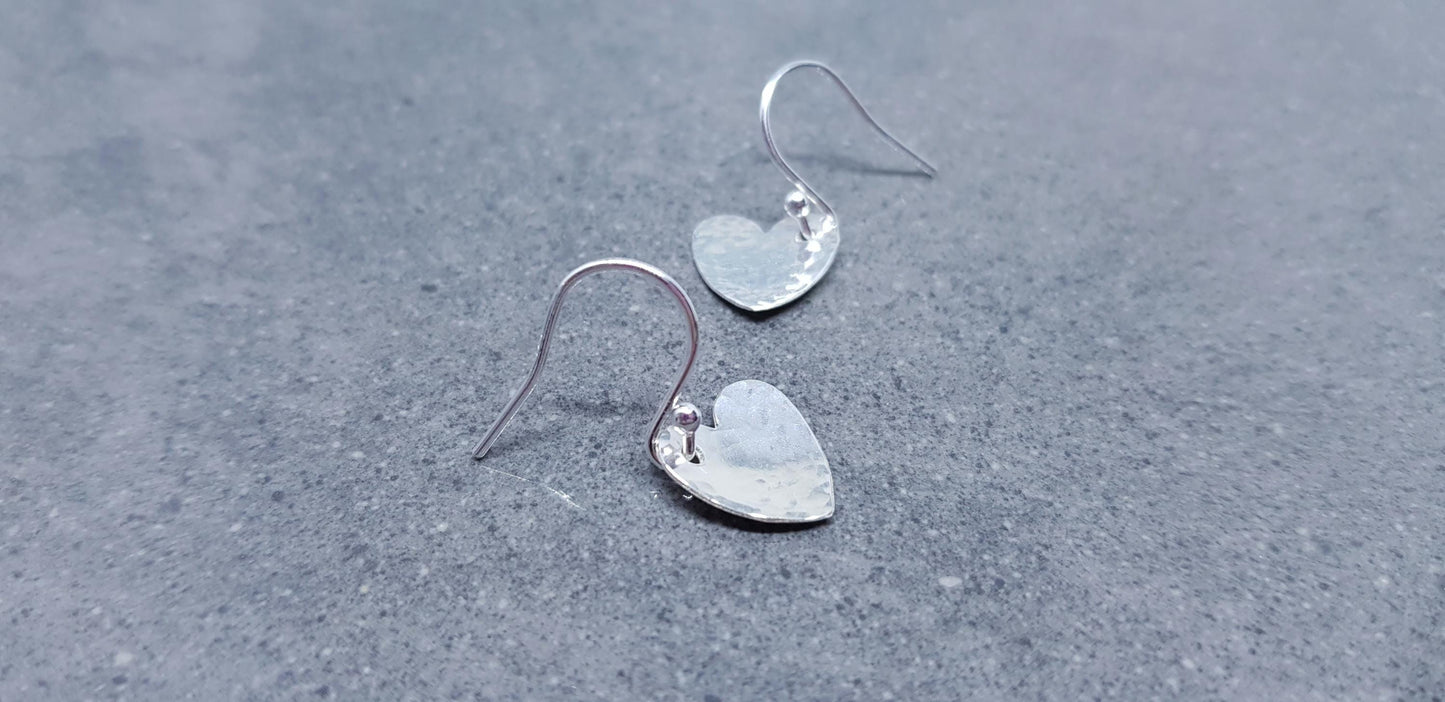 Sterling Silver Heart Earrings, Silver Heart Earrings, Solid 925 Sterling Silver Heart Earrings, Sterling Silver Ear Wires