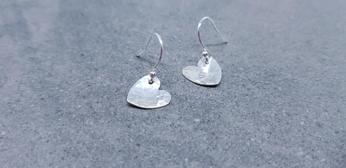 Sterling Silver Heart Earrings, Silver Heart Earrings, Solid 925 Sterling Silver Heart Earrings, Sterling Silver Ear Wires