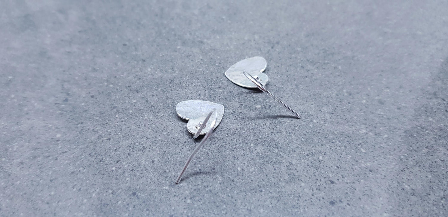 Sterling Silver Heart Earrings, Silver Heart Earrings, Solid 925 Sterling Silver Heart Earrings, Sterling Silver Ear Wires