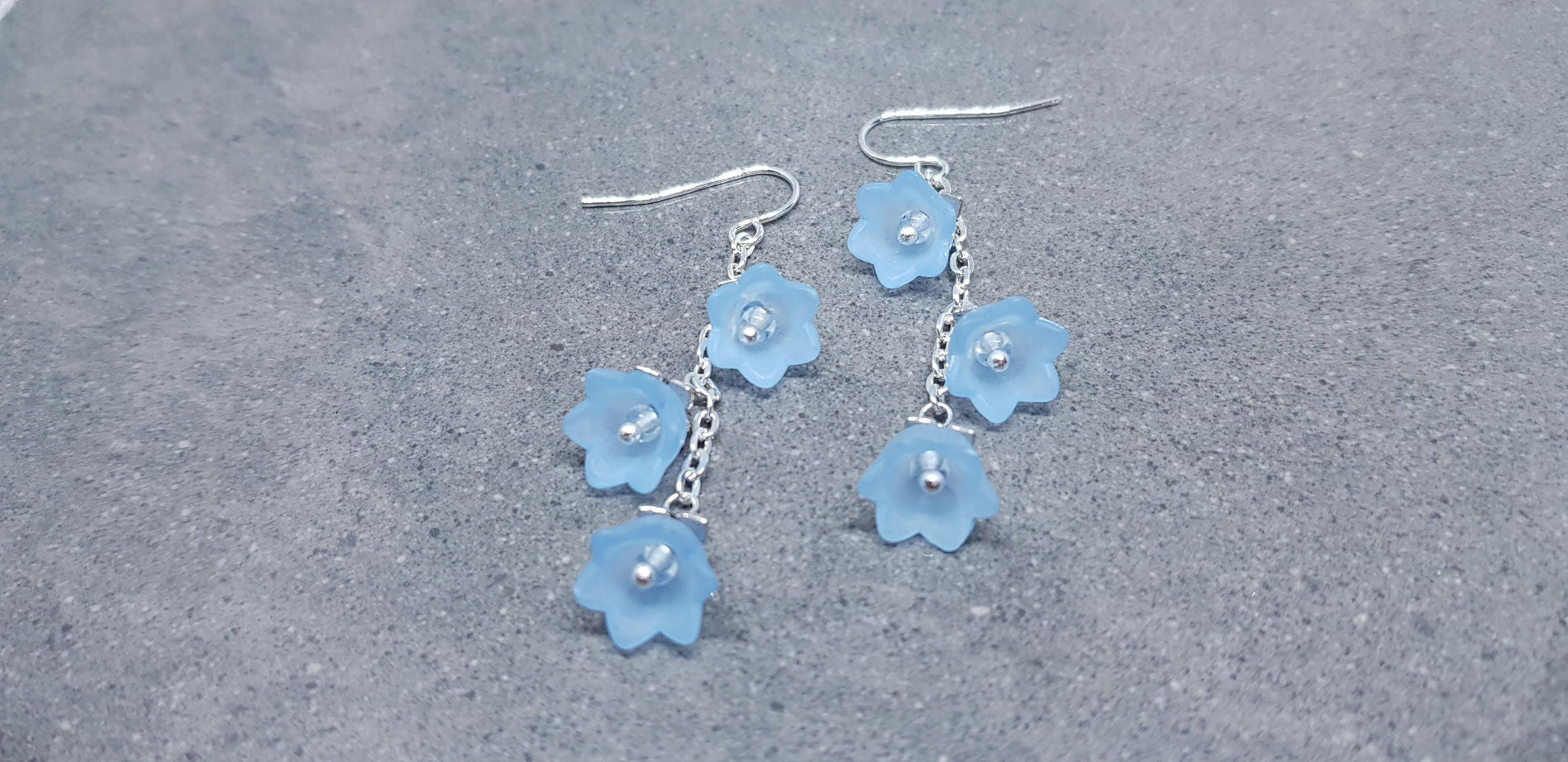 Flower Earrings, Hypoallergenic Ear Wires, Light Blue Earrings, Boho Jewelry, Simple Vintage Earrings