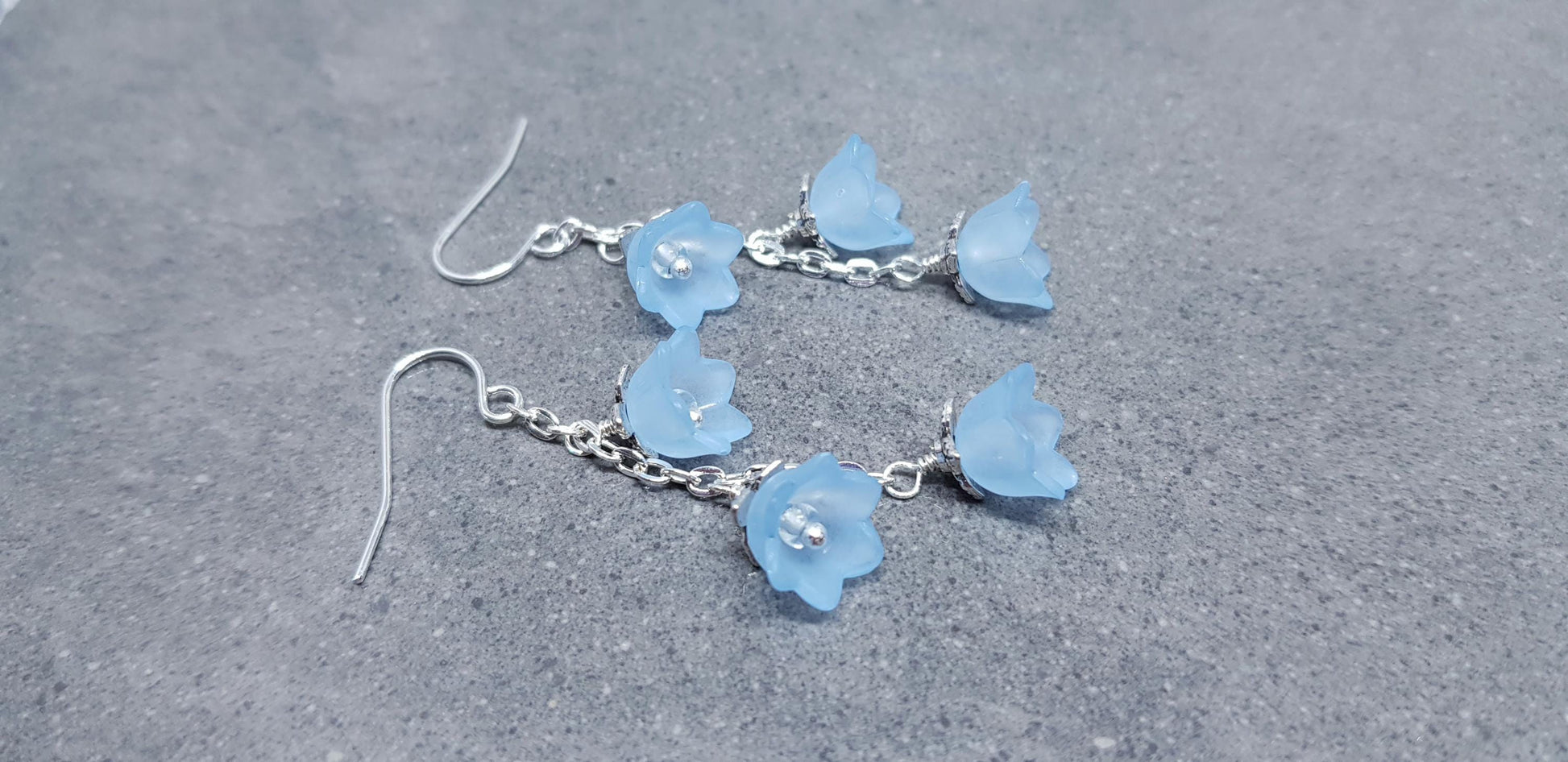 Flower Earrings, Hypoallergenic Ear Wires, Light Blue Earrings, Boho Jewelry, Simple Vintage Earrings