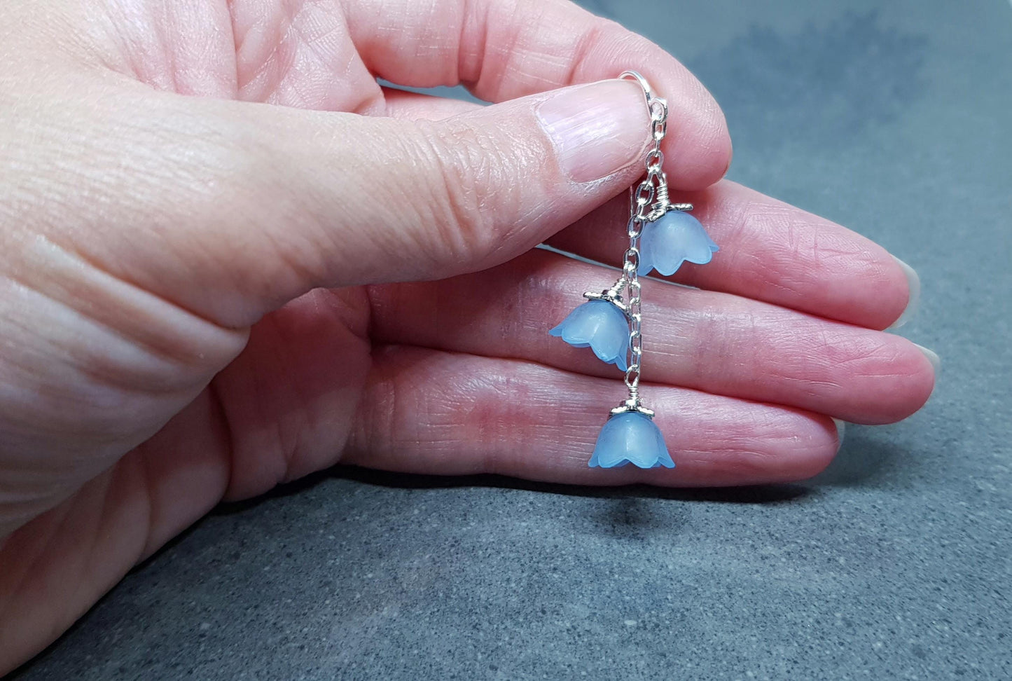 Flower Earrings, Hypoallergenic Ear Wires, Light Blue Earrings, Boho Jewelry, Simple Vintage Earrings