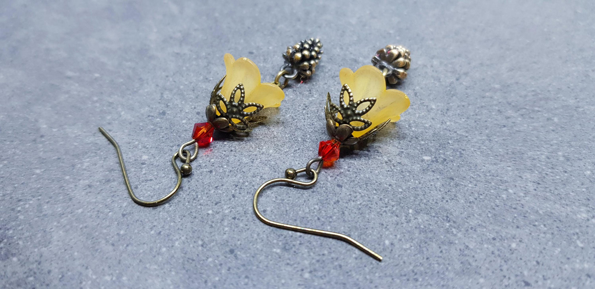 Autumn Flower Earrings, Hypoallergenic Ear Wires, Pinecone Earrings, Seasonal Earrings, Autumn/Fall Jewellery, PRIMERO Crystals®