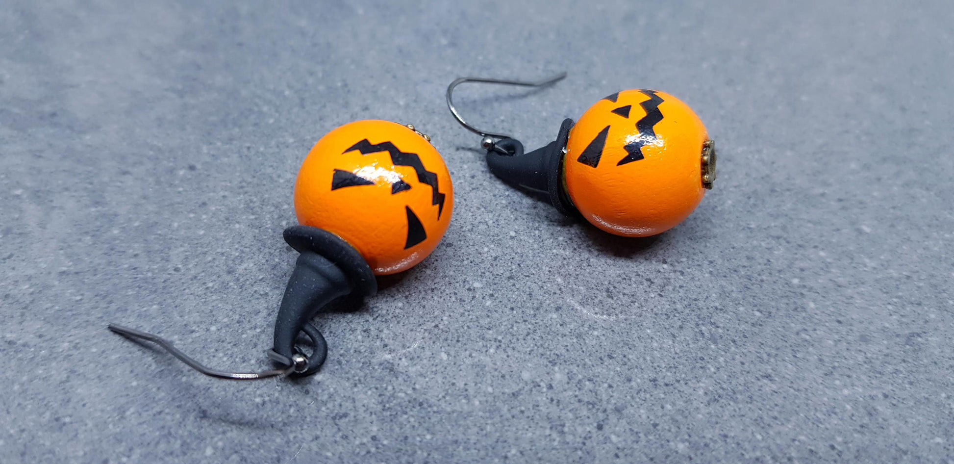 Pumpkin Earrings, Hypoallergenic Ear Wires, Jack O'lantern Earrings, Scary Pumpkin Jewelry, Autumn Earrings, Fall Halloween