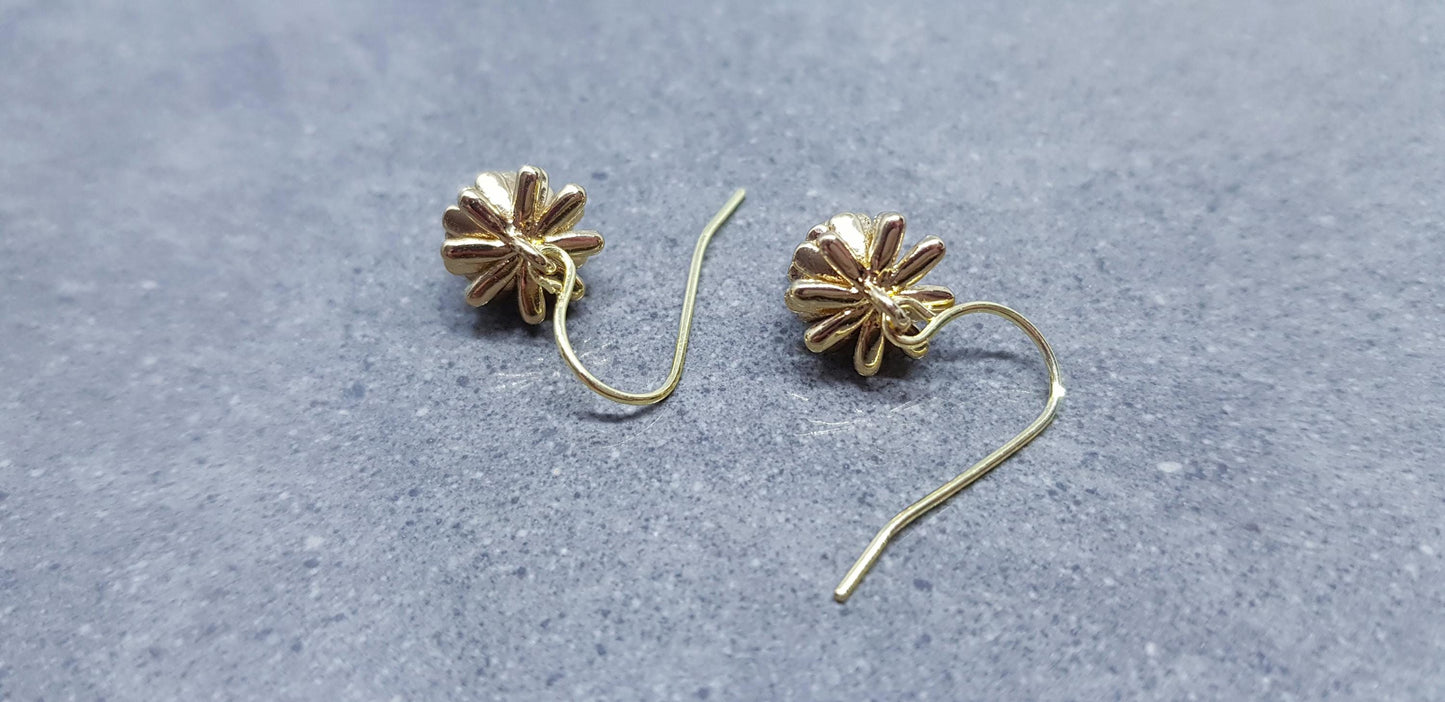 Gold Pinecone Earrings, Hypoallergenic Ear Wires, Autumn Winter Jewelry, Brass Earrings, 18k Real Light Gold Plated