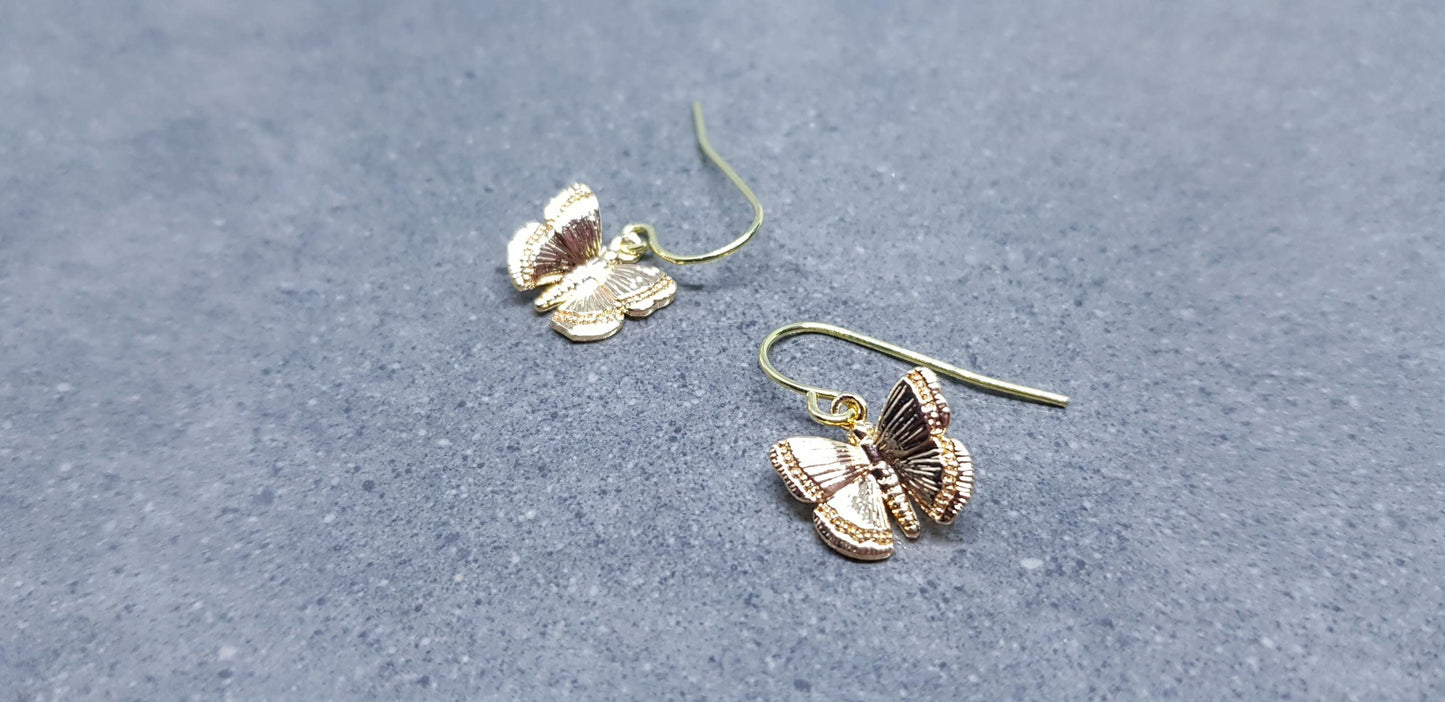 Butterfly Earrings, Hypoallergenic Ear Wires, Gold Butterfly Jewelry, Gift for her
