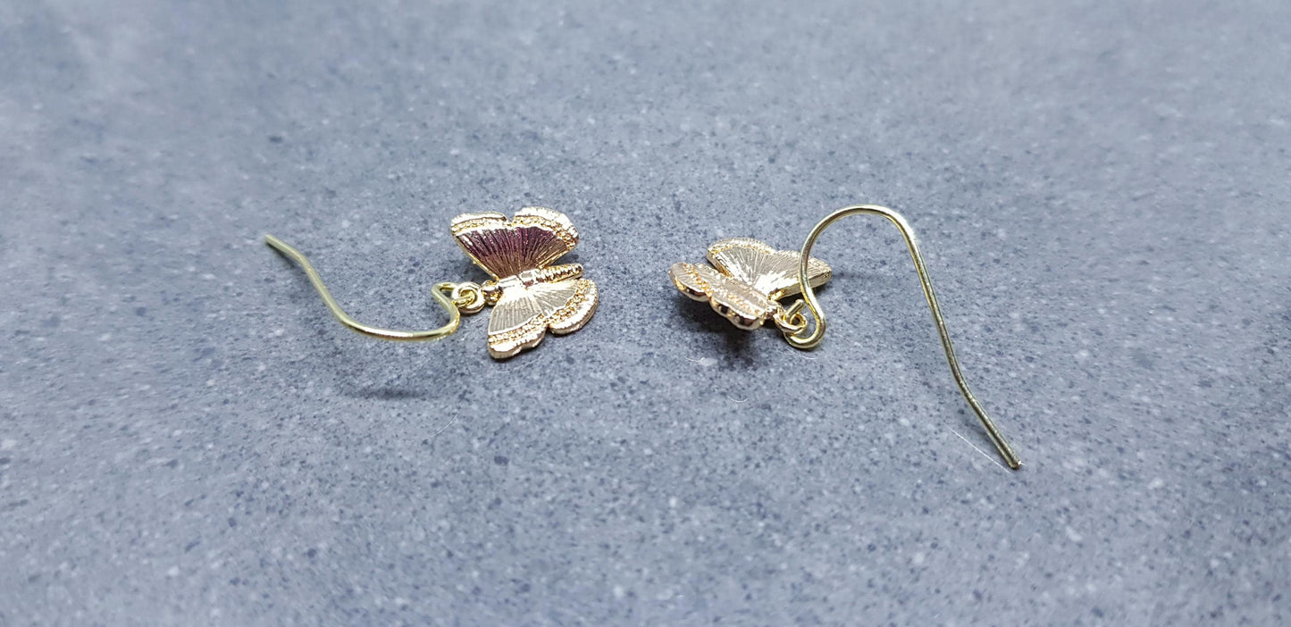 Butterfly Earrings, Hypoallergenic Ear Wires, Gold Butterfly Jewelry, Gift for her