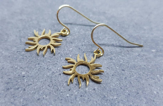 Sun Earrings, Hypoallergenic Ear Wires, Celestial Earrings, Gold Earrings, Stainless Steel Sun Earrings