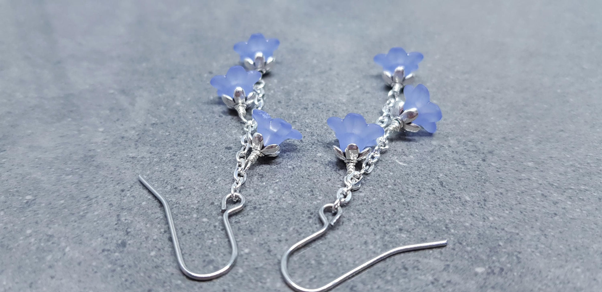 Flower Earrings, Hypoallergenic Ear Wires, Lavender Blue Earrings, Boho Jewelry, Simple Vintage Earrings