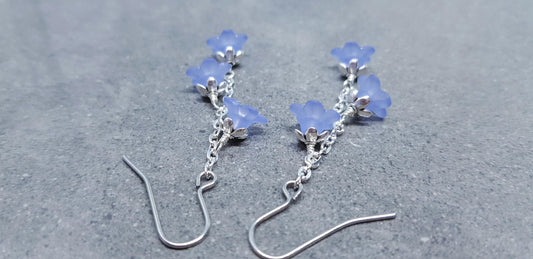 Flower Earrings, Hypoallergenic Ear Wires, Lavender Blue Earrings, Boho Jewelry, Simple Vintage Earrings