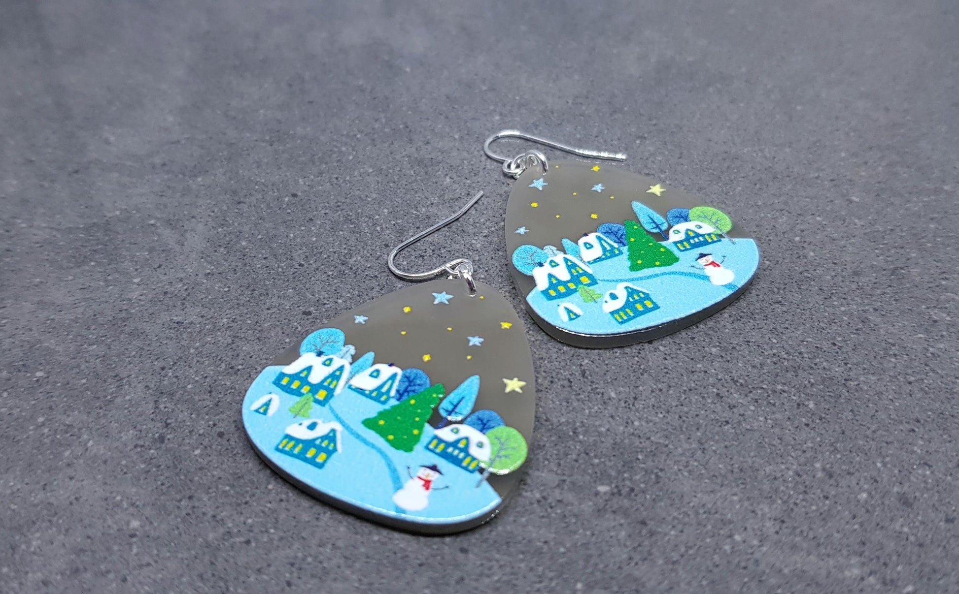 Christmas Scene Earrings, Hypoallergenic Ear Wires, Christmas Earrings, Festive Earrings