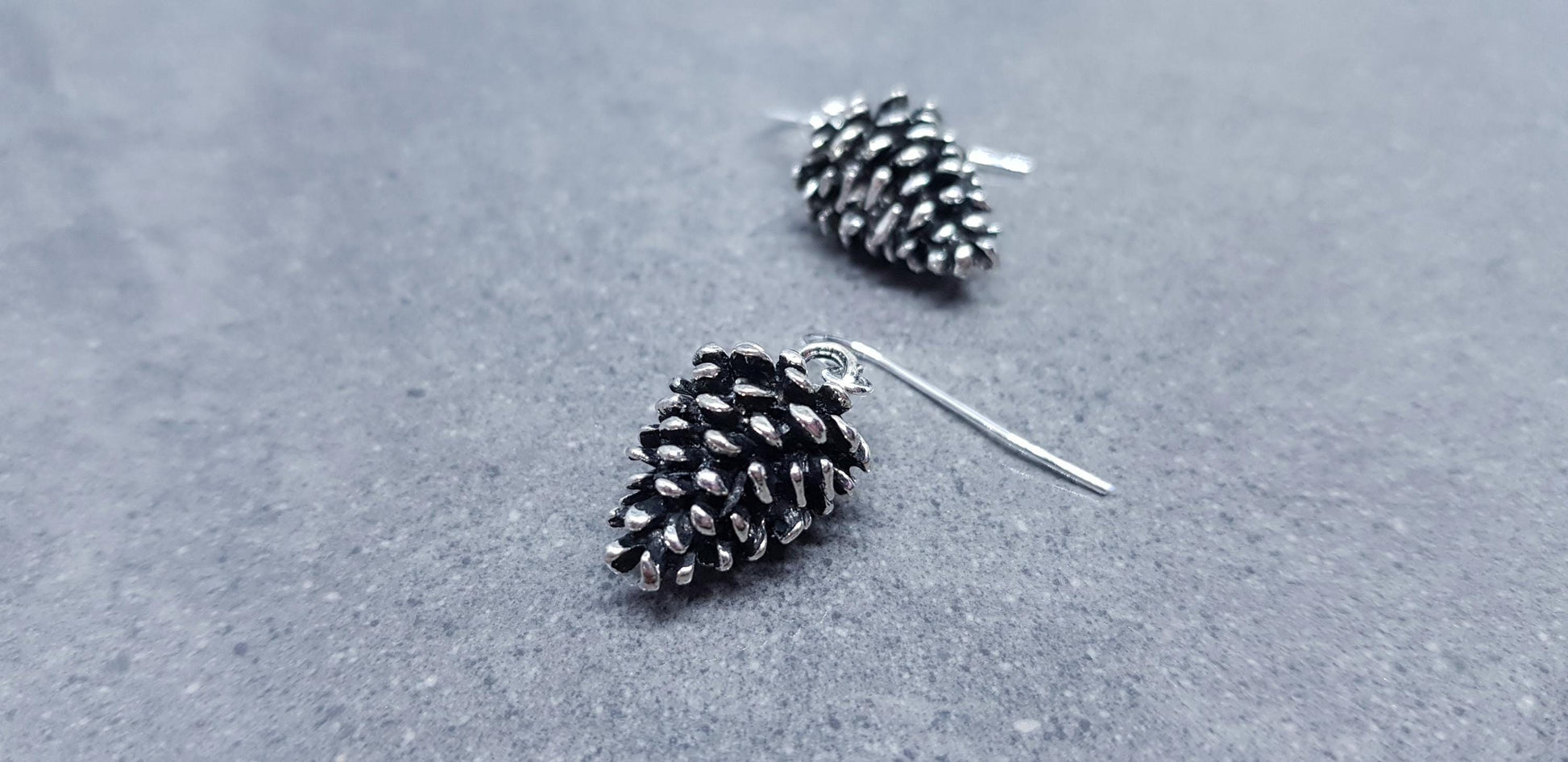Silver Pinecone Earrings, Hypoallergenic Ear Wires, Autumn Winter Jewelry
